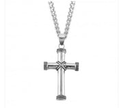HMH 1-5/8" Sterling Silver Tube Cross w/ Rope Detailing on a 24" Necklace