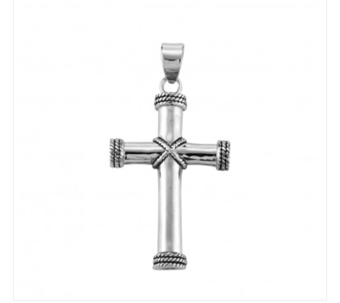 HMH 1-5/8" Sterling Silver Tube Cross w/ Rope Detailing on a 24" Necklace