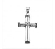 HMH 1-5/8" Sterling Silver Tube Cross w/ Rope Detailing on a 24" Necklace