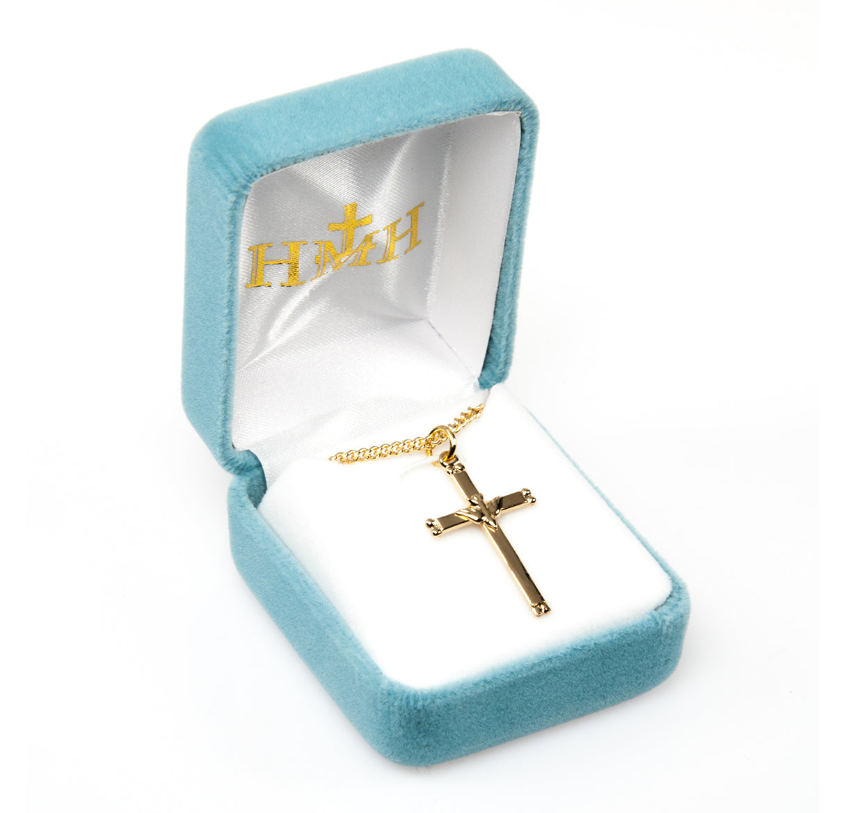 HMH 16kt Gold Over Sterling Med Holy Spirit Cross 18" Necklace