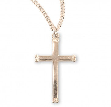 HMH 16kt Gold Over Sterling Plain Cross w/Beaded Ends 18" Necklace