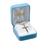 HMH 16kt Gold Over Sterling Plain Cross w/Beaded Ends 18" Necklace