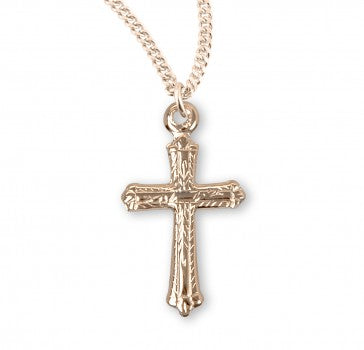 HMH 16kt Gold Over Sterling Tiny Fancy Cross-16 inches Necklace