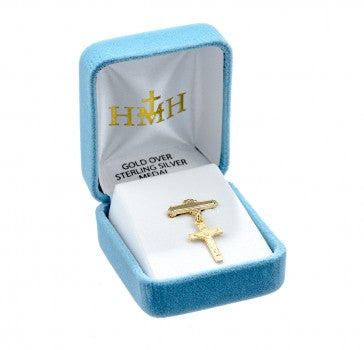 HMH 16kt Plated Pin With 16kt Gold Over Sterling Silver Sm Cross