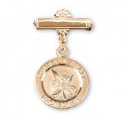 16kt Gold Guardian Angel Bar Pin – Sterling Silver Medal
