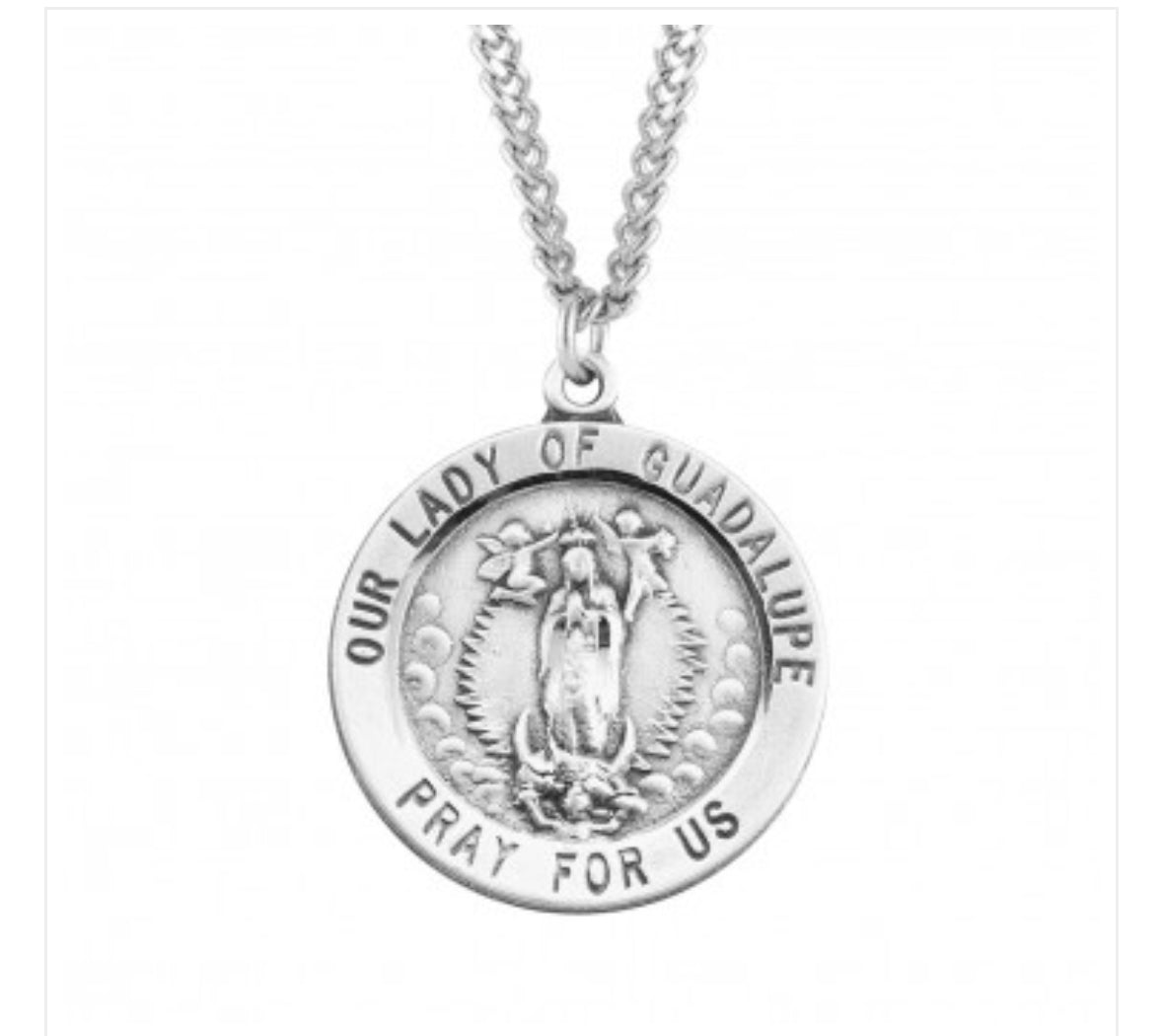 HMH 1” Rd Our Lady Of Guadalupe Medal With 24” Necklace