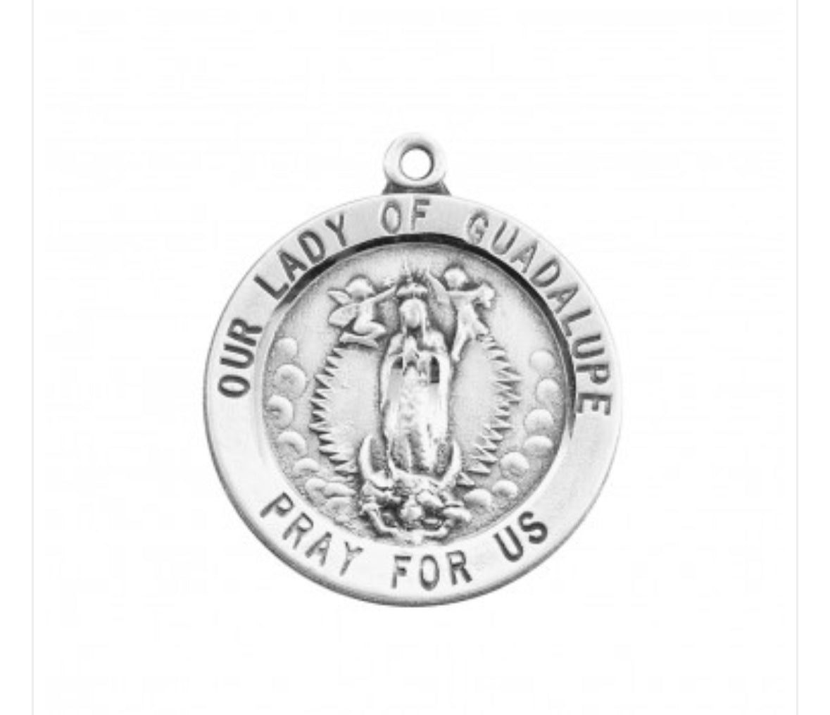 HMH 1” Rd Our Lady Of Guadalupe Medal With 24” Necklace