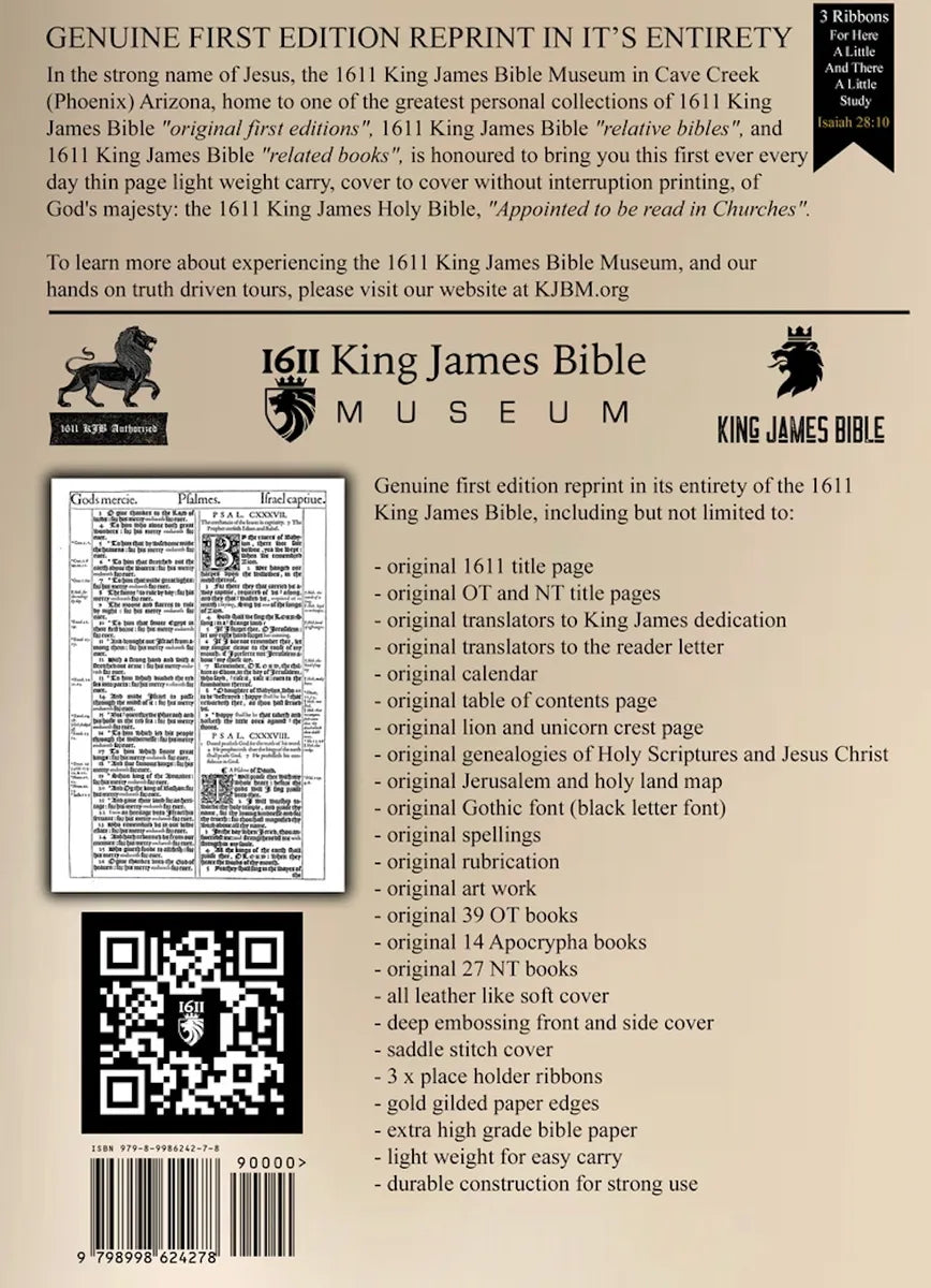 1611 King James Bible - Tan