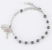 HMH 4mm Hematite Rosary Bracelet w/Sterling Medals