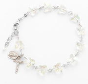 8mm Crystal Butterfly Rosary Bracelet with Sterling Silver Crucifix & Miraculous Medal
