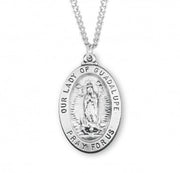 HMH Medium 1 1/8" x 11/16" Sterling Silver Oval Our Lady of Guadalupe Medal-20" Necklace