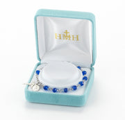 Caribbean Blue Round Faceted Crystal Rosary Bracelet