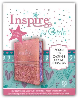 NLT Inspire Bible for Girls: The Bible for Coloring & Creative Journaling--Soft Leather-Look Pink