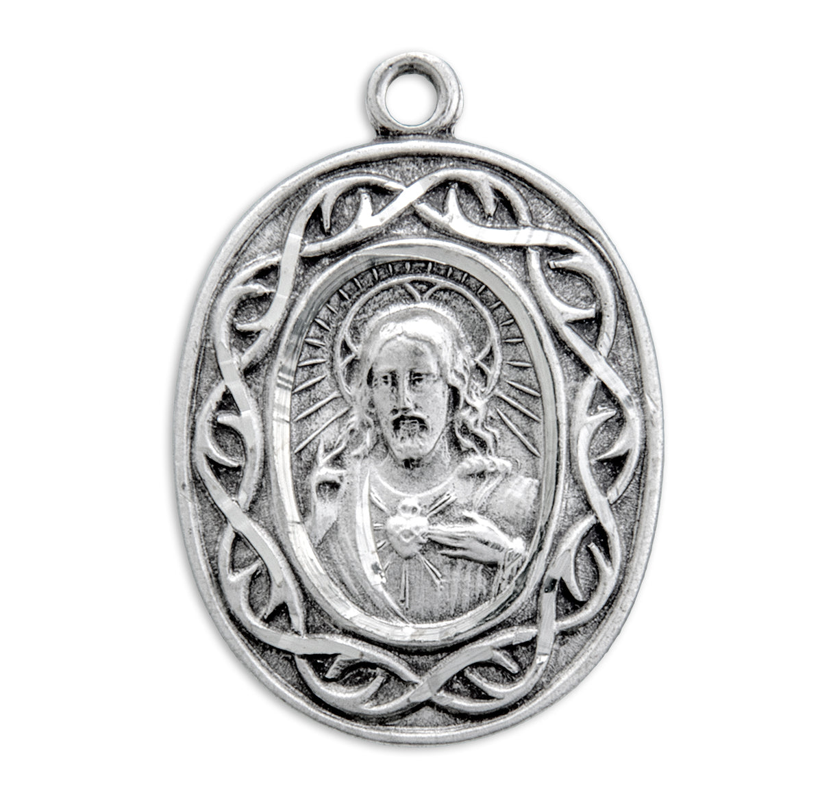 "Crown of Thorns" Sterling Silver Scapular Medal