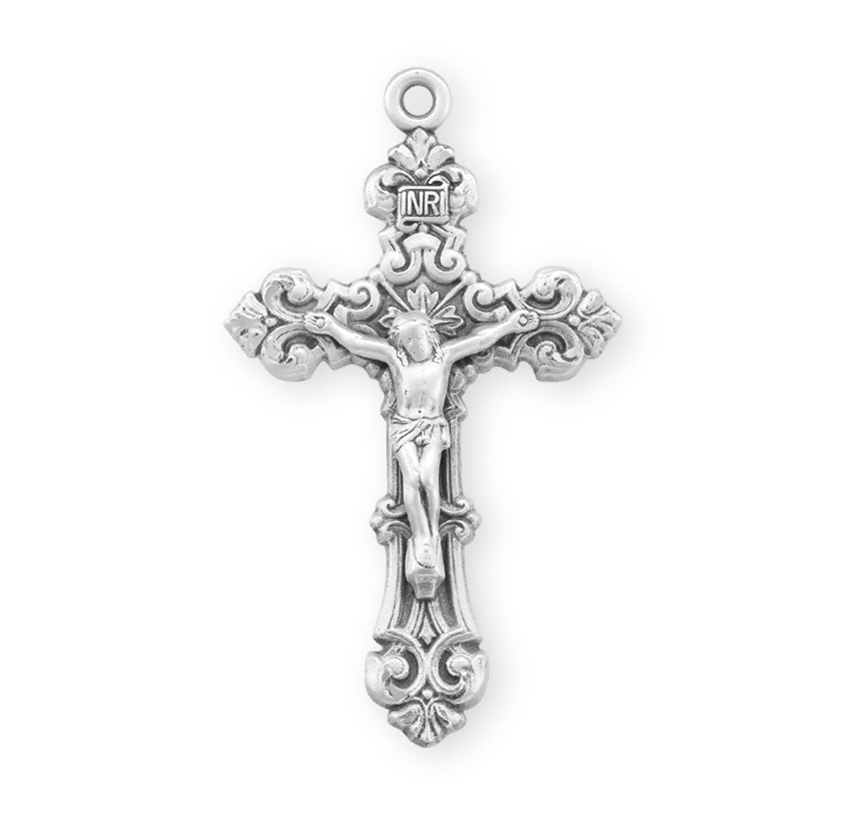 Sterling Silver Scroll Design Crucifix