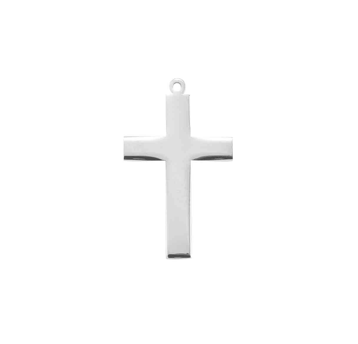 HMH Sterling Silver Plain Cross 24” Necklace