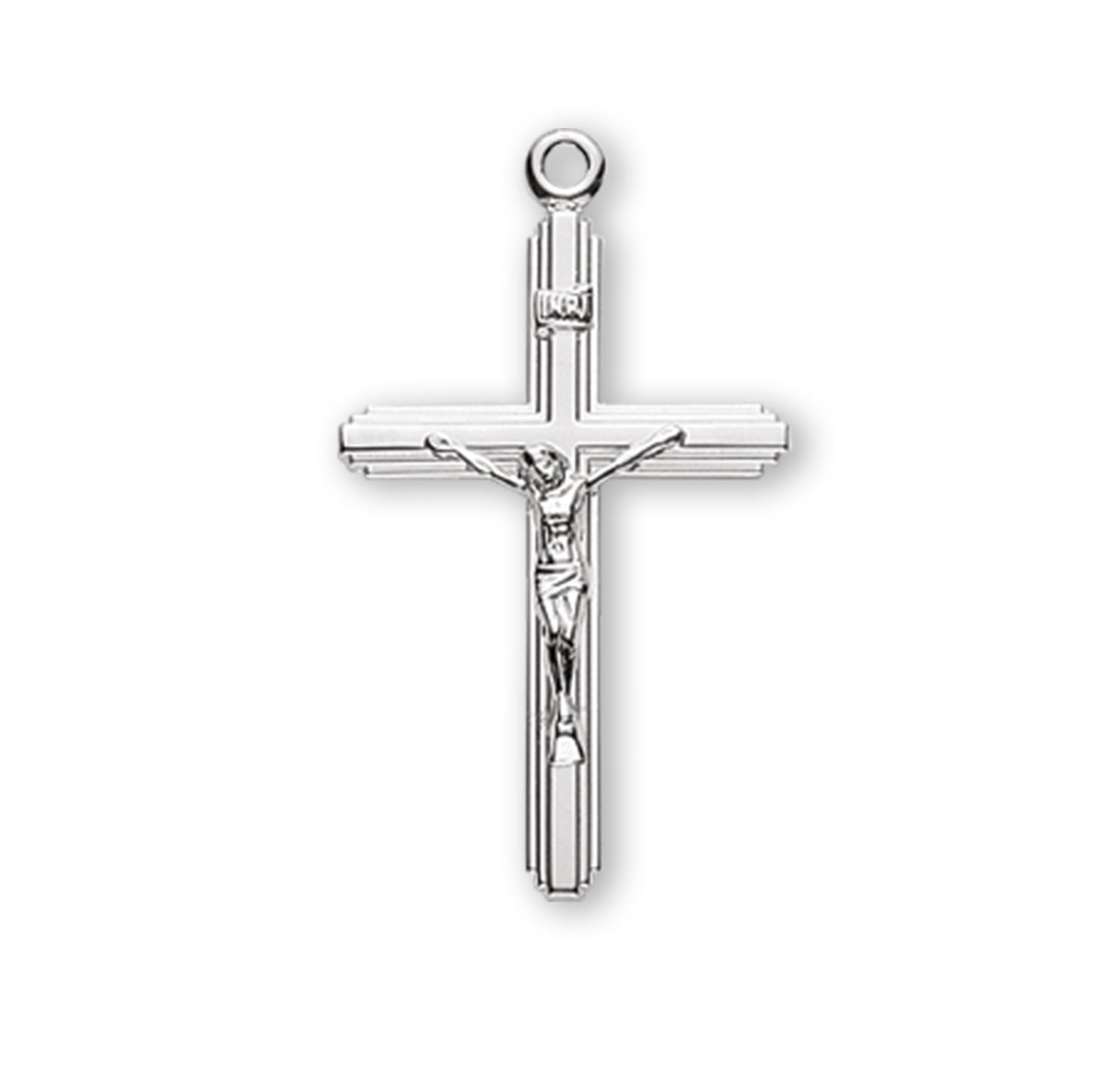 HMH Sterling Silver Med Cross On Cross Crucifix 18” Ch