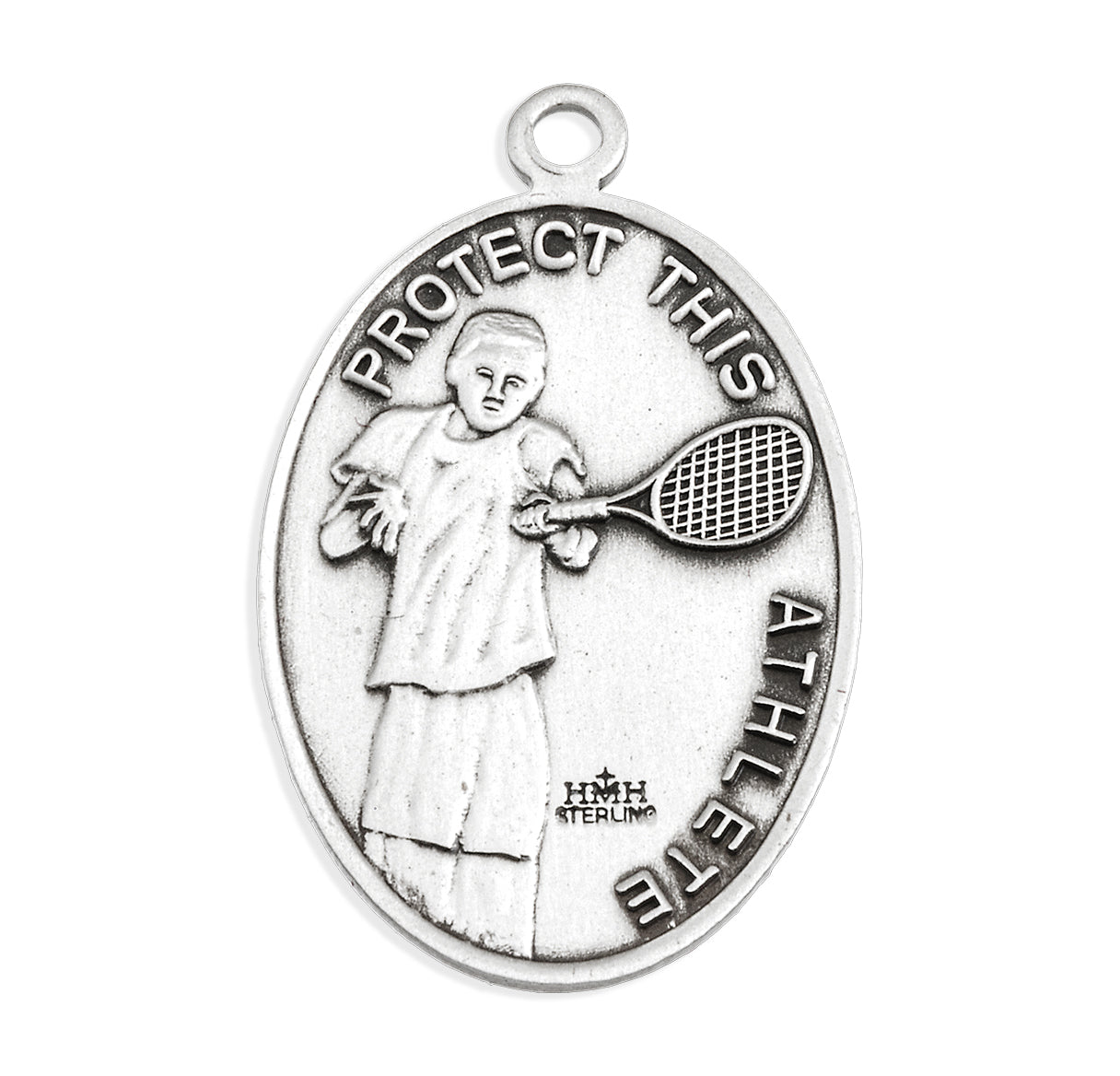 Saint Christopher Oval Sterling Silver Tennis Male Athlete Medal