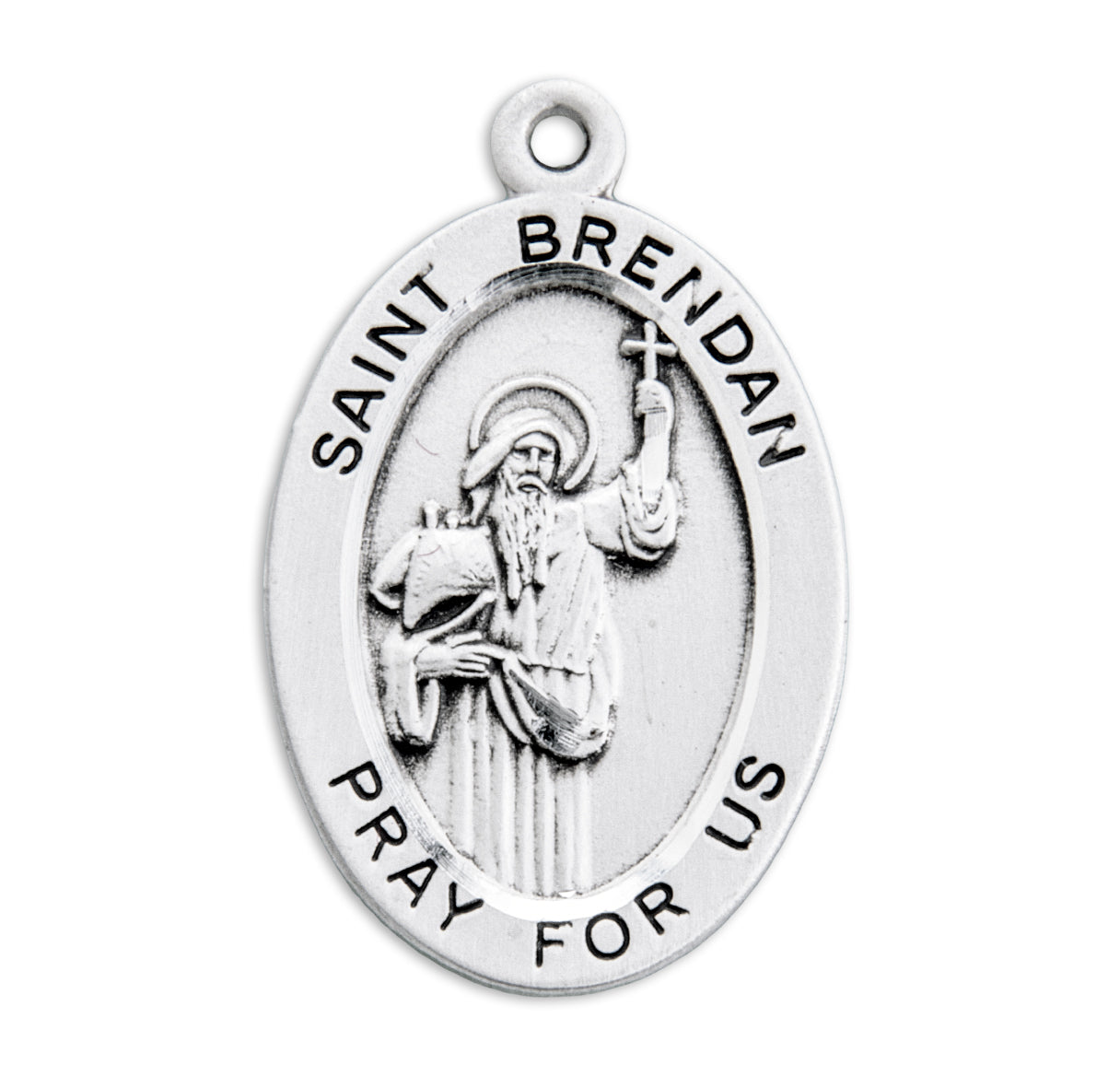 Patron Saint Brendan Oval Sterling Silver Medal