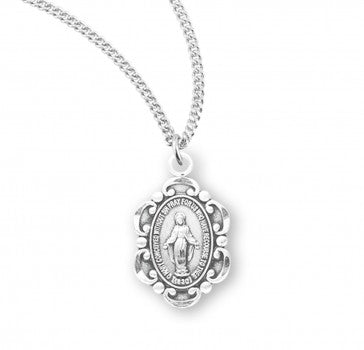 HMH Sterling Silver Oval Fancy Edge Miraculous Medal