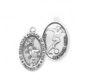 Sterling Silver Oval St. Sebastian Soccer Medal-24" Ch-Boxed