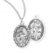 Sterling Silver Oval St. Sebastian Women's Soccer Medal 18" Ch-Boxed