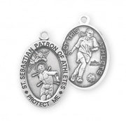 Sterling Silver Oval St. Sebastian Women's Soccer Medal 18" Ch-Boxed