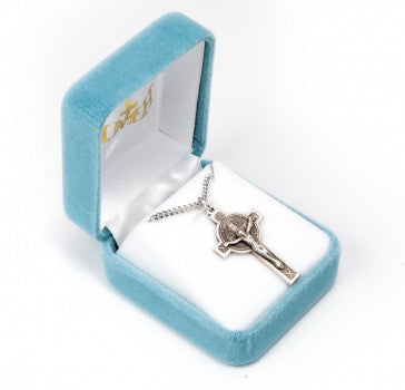 HMH Sterling Silver Small St. Benedict Crucifix 18" Necklace