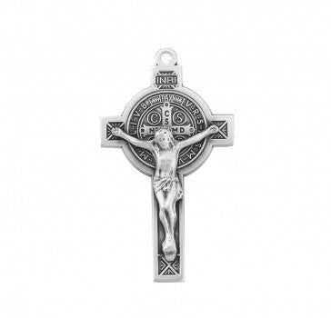 HMH Sterling Silver Small St. Benedict Crucifix 18" Necklace