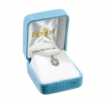 HMH Sterling Silver Oval Fancy Edge Miraculous Medal