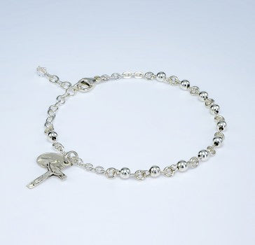 Sterling Silver Round Rosary Bracelet 4mm