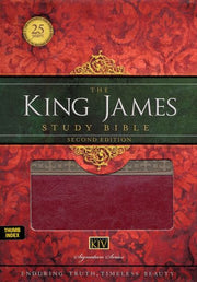 KJV Study Bible, Large Print, Leathersoft, Maroon/Brown, Thumb Indexed, Red Letter: Second Edition