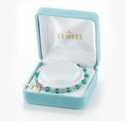 Emerald Round Faceted Crystal Rosary Bracelet