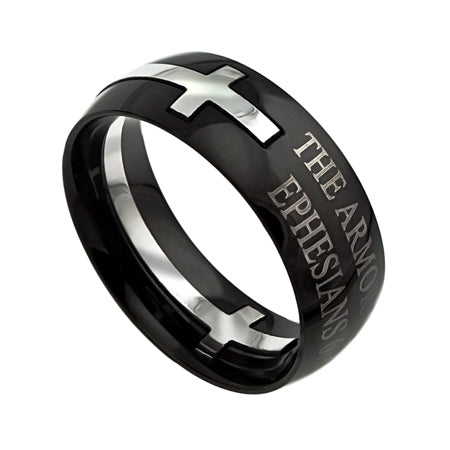 Black Square Double Cross Ring