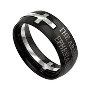Black Square Double Cross Ring