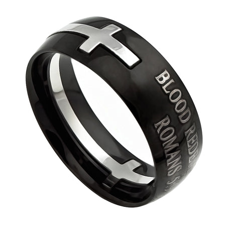 Black Square Double Cross Ring