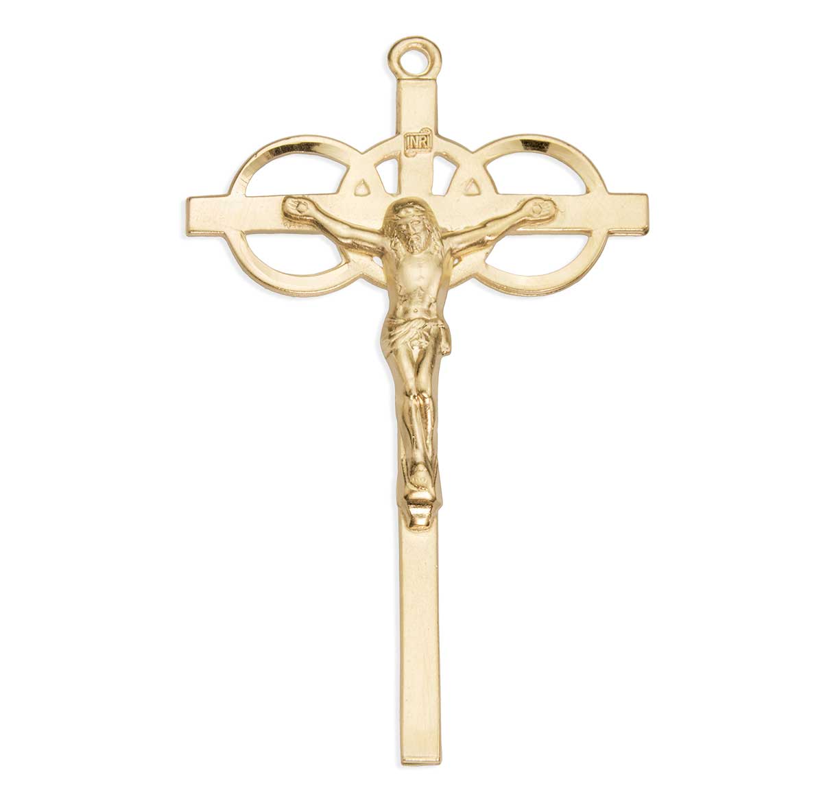 Three Ring Gold Over Sterling Silver Wedding Crucifix