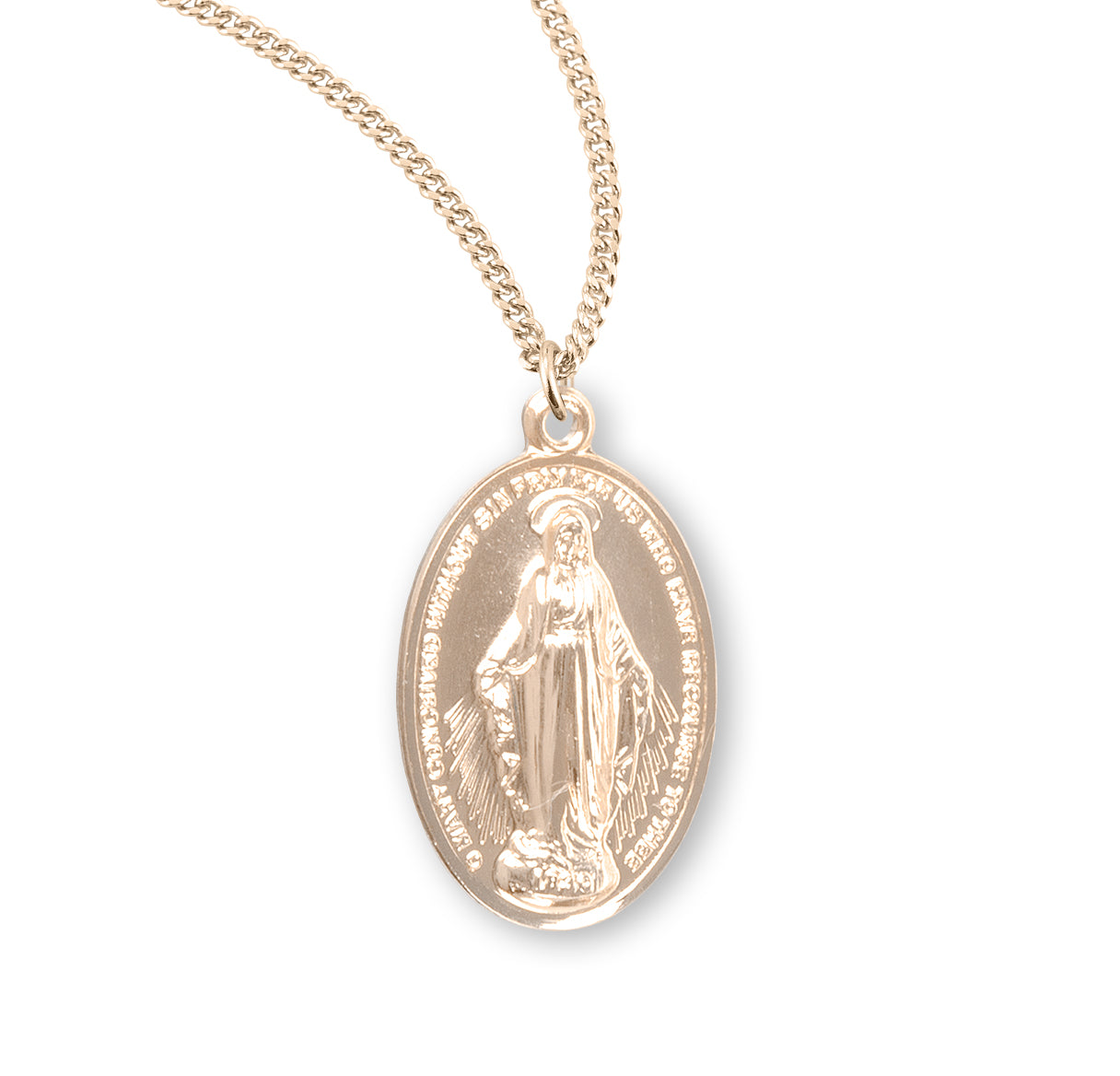 Gold Over Sterling Silver Oval Miraculous Medal