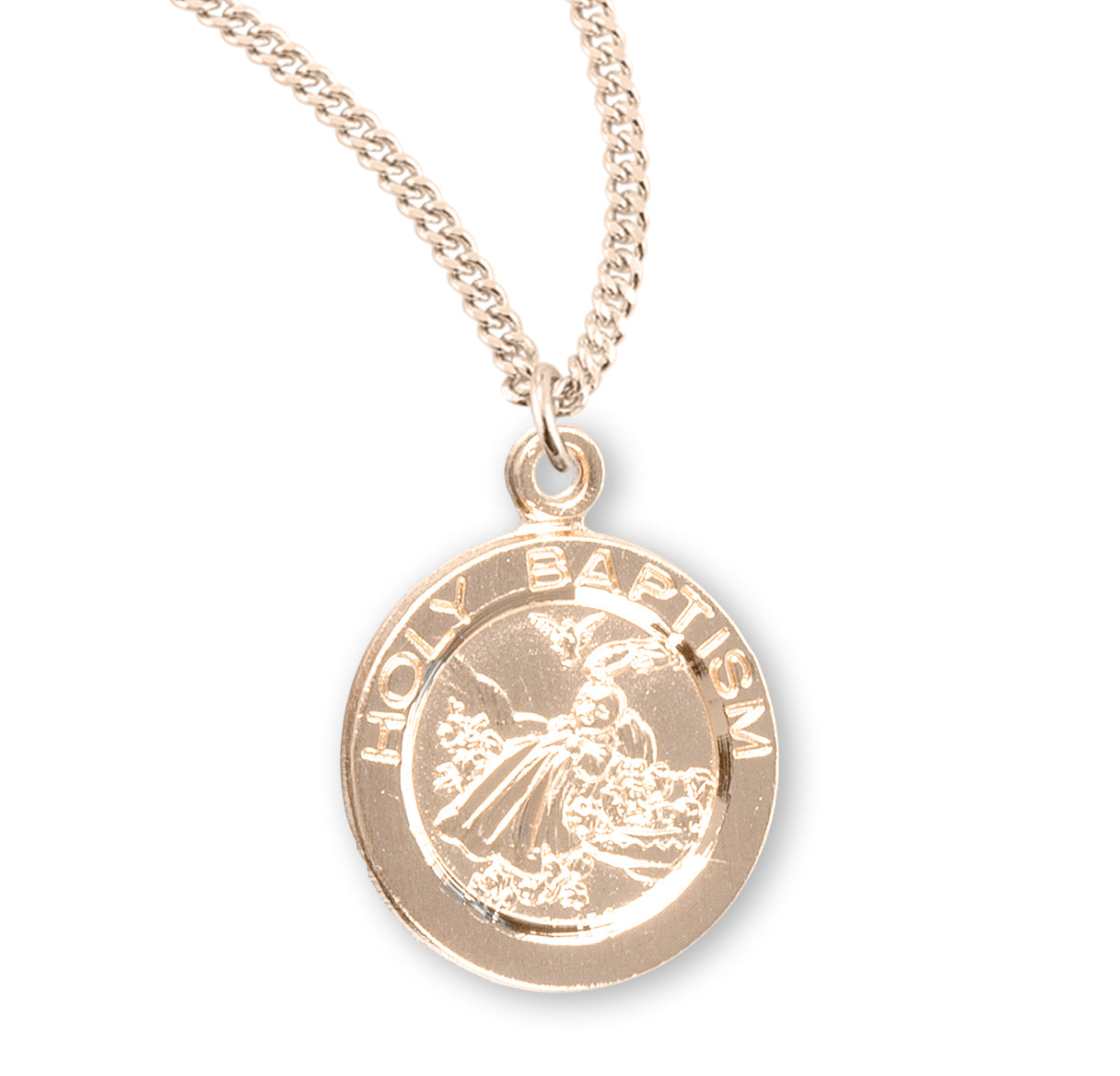 Holy Baptism Med Round Gold Over Sterling Silver Medal