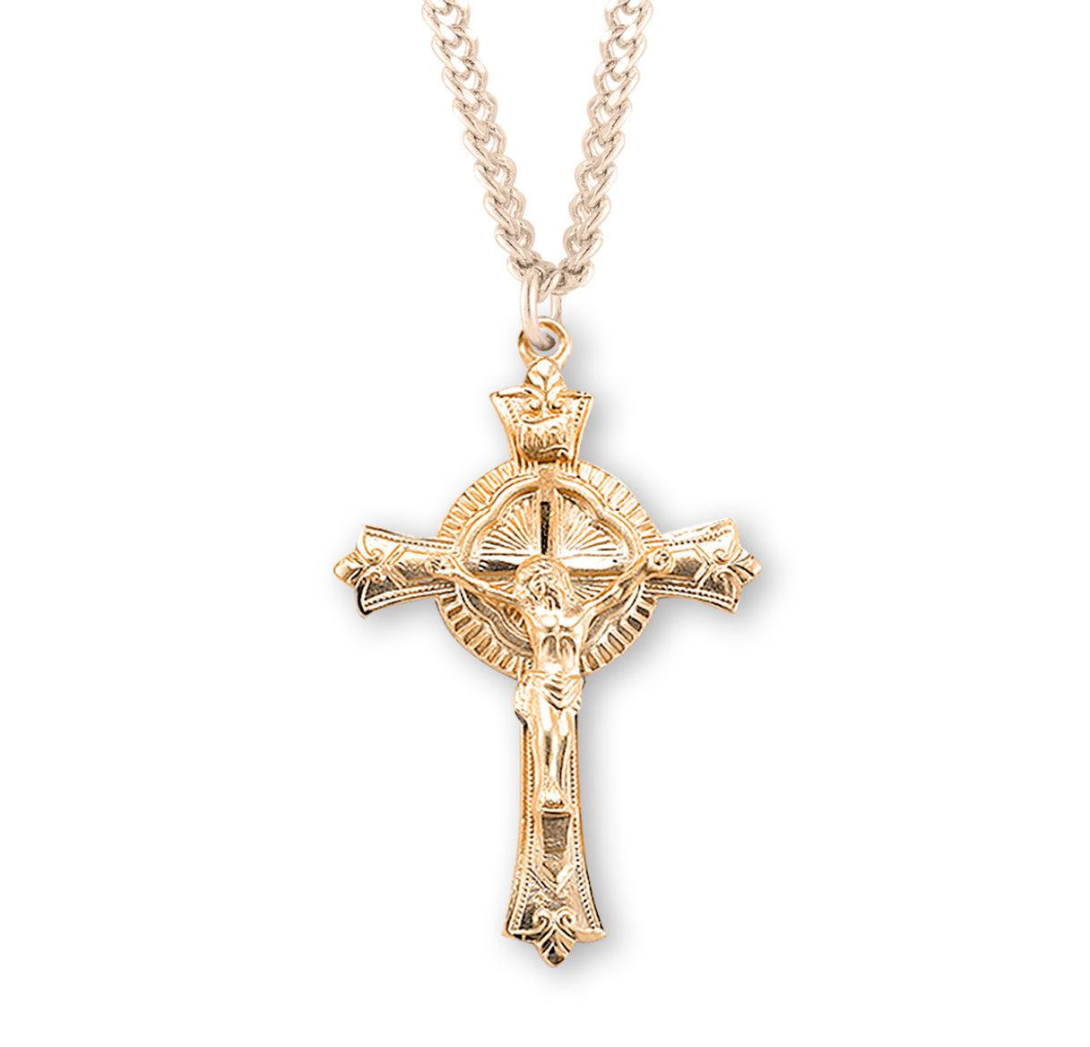 Gold Over Sterling Silver Fine Detailed Crucifix