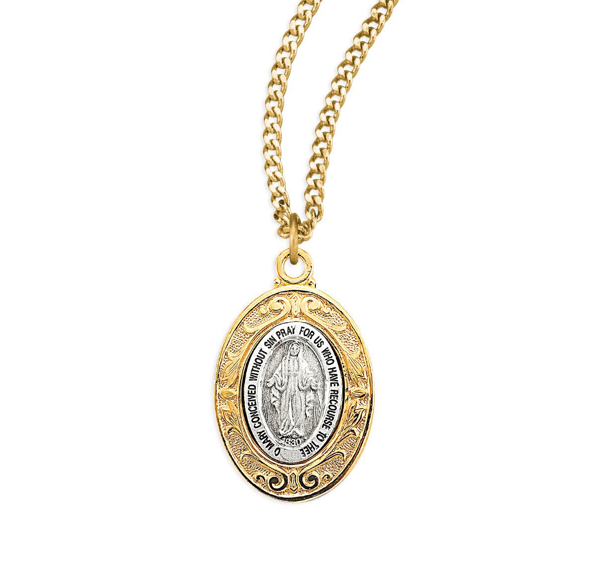 Sterling Silver Oval Miraculous Medal