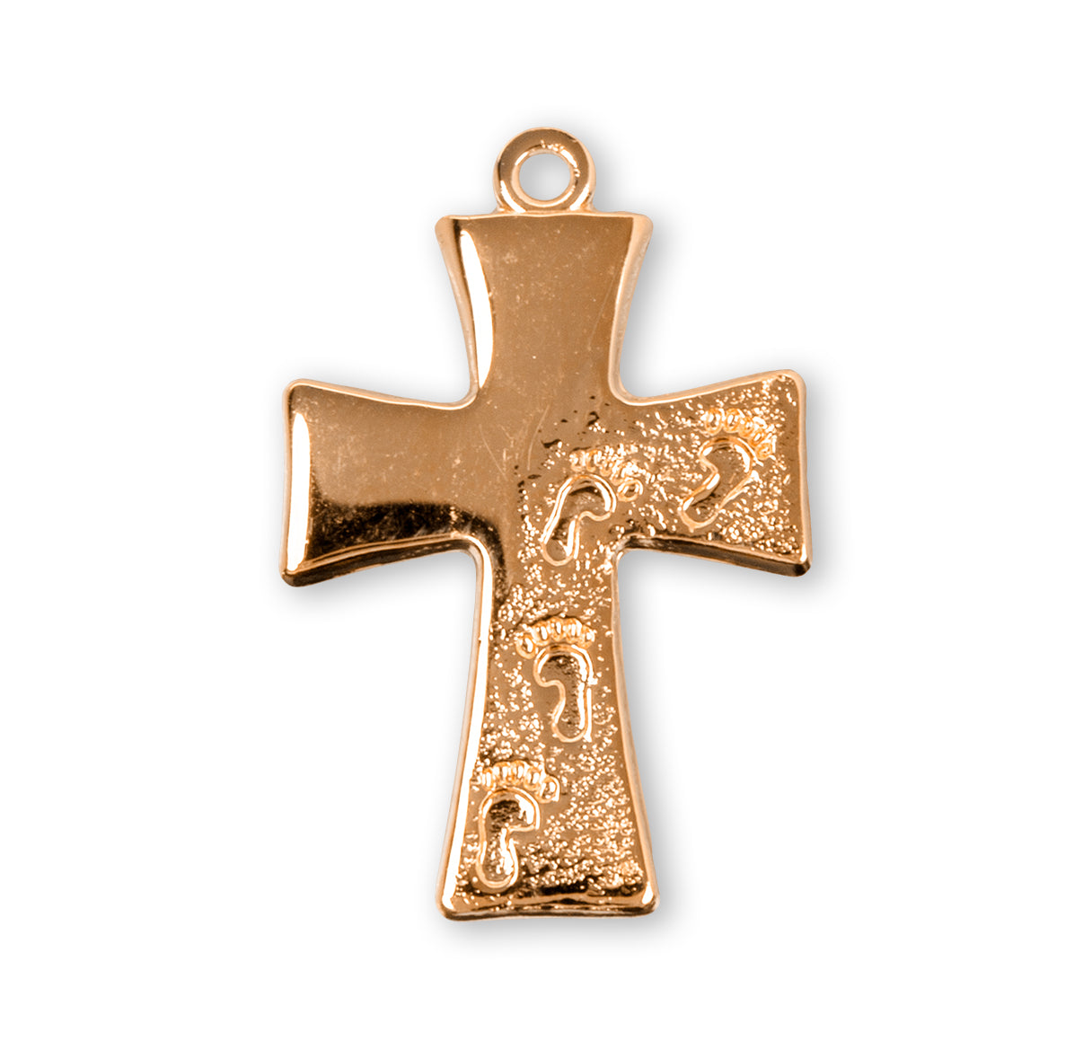 Gold Over Sterling Silver Footprints in the Sand Cross