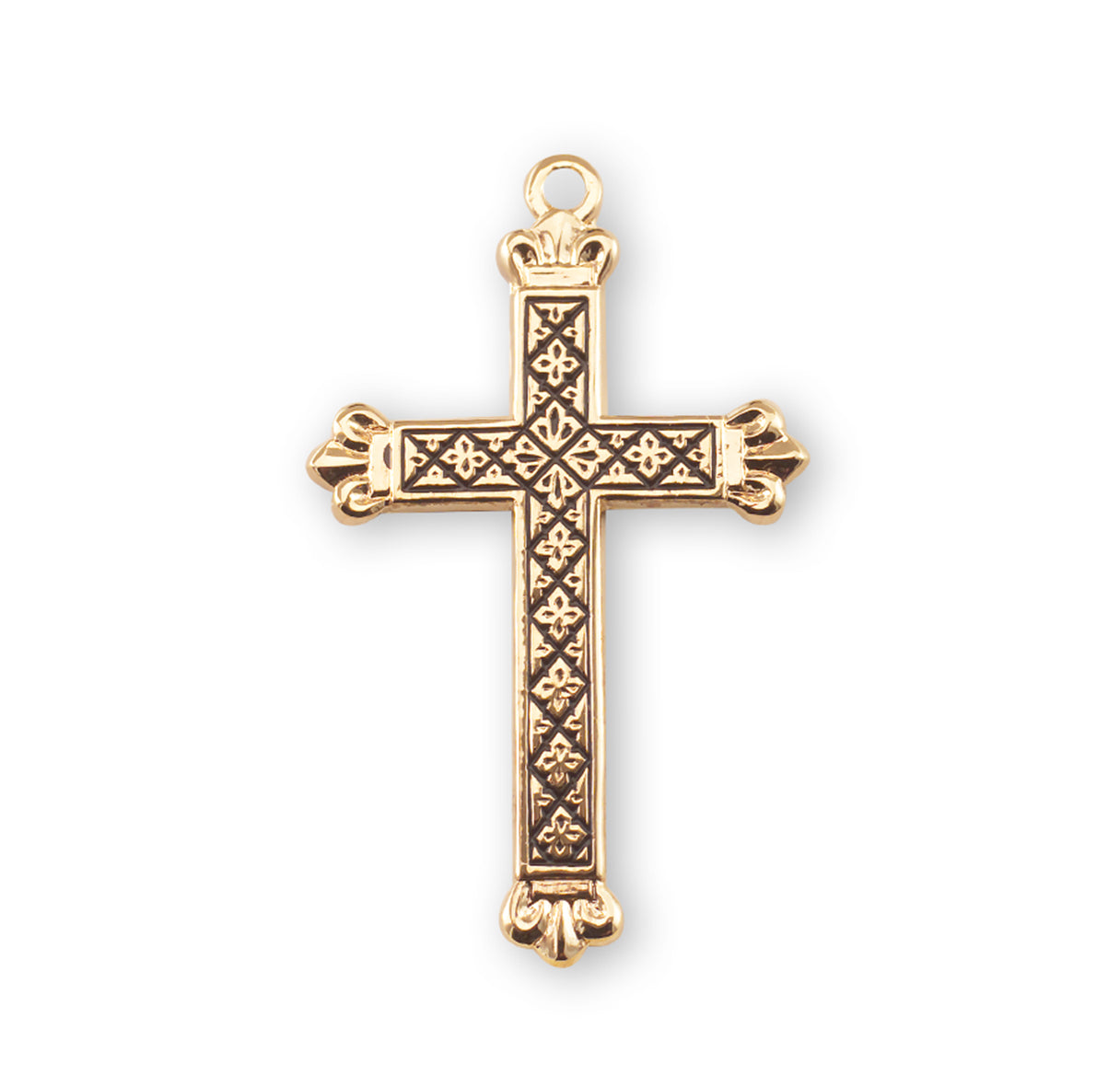 Gold Over Sterling Silver Cross with Black Enamel Design