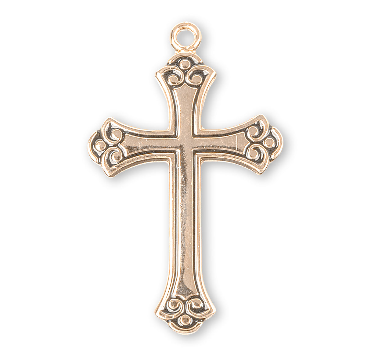 Swirl Tip Black Enameled Gold Over Sterling Silver Cross