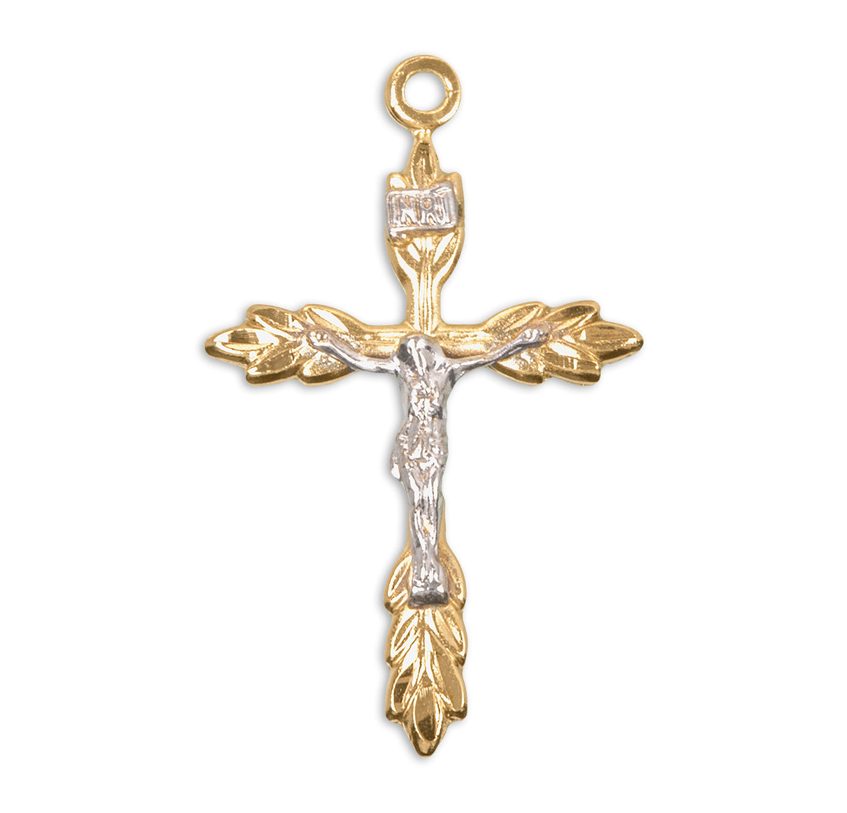 Gold Over Sterling Silver Two Tone Wheat Crucifix
