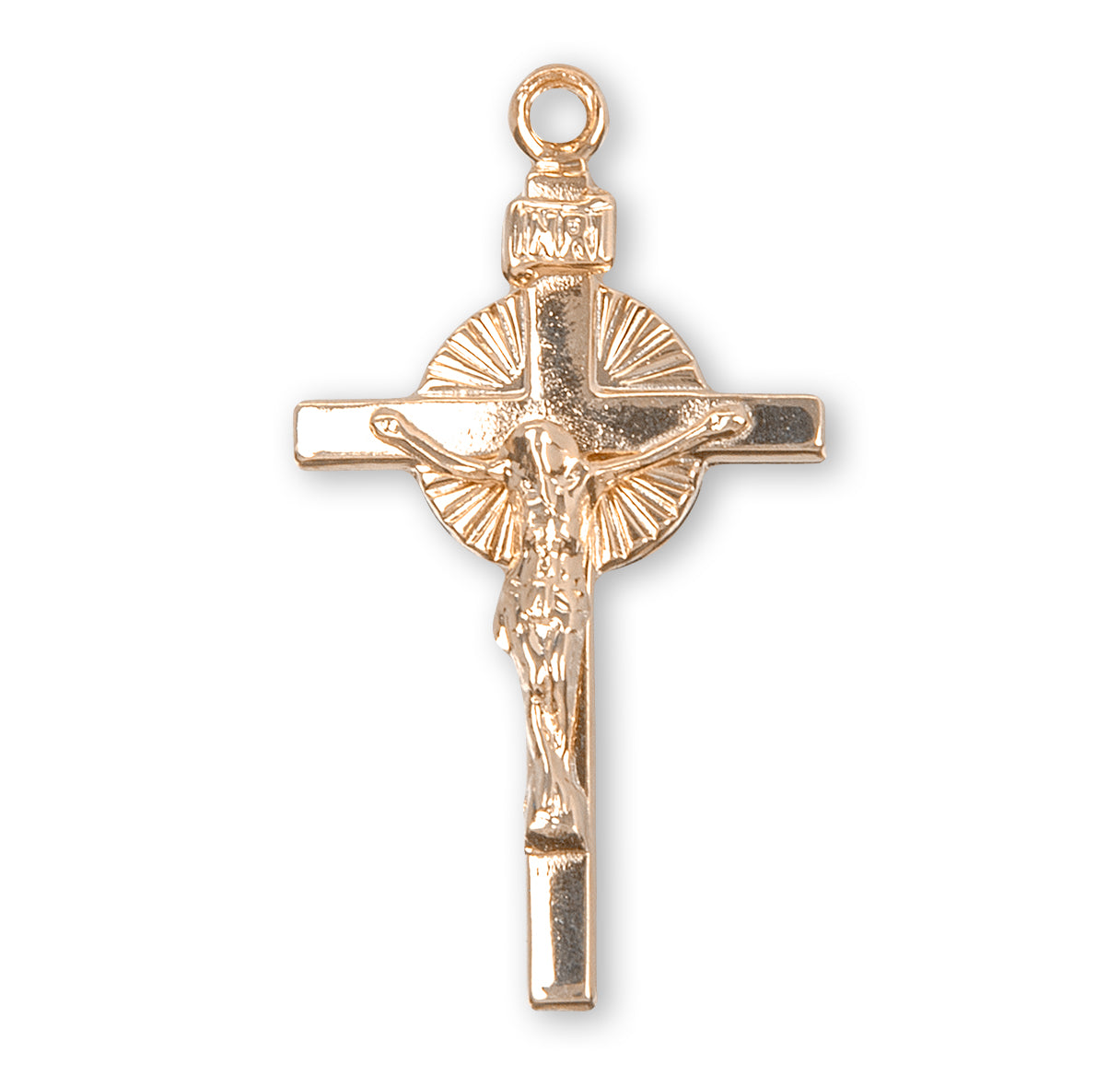 Sunburst Gold Over Sterling Silver Crucifix