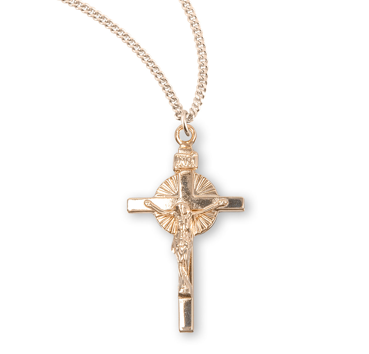 Sunburst Gold Over Sterling Silver Crucifix