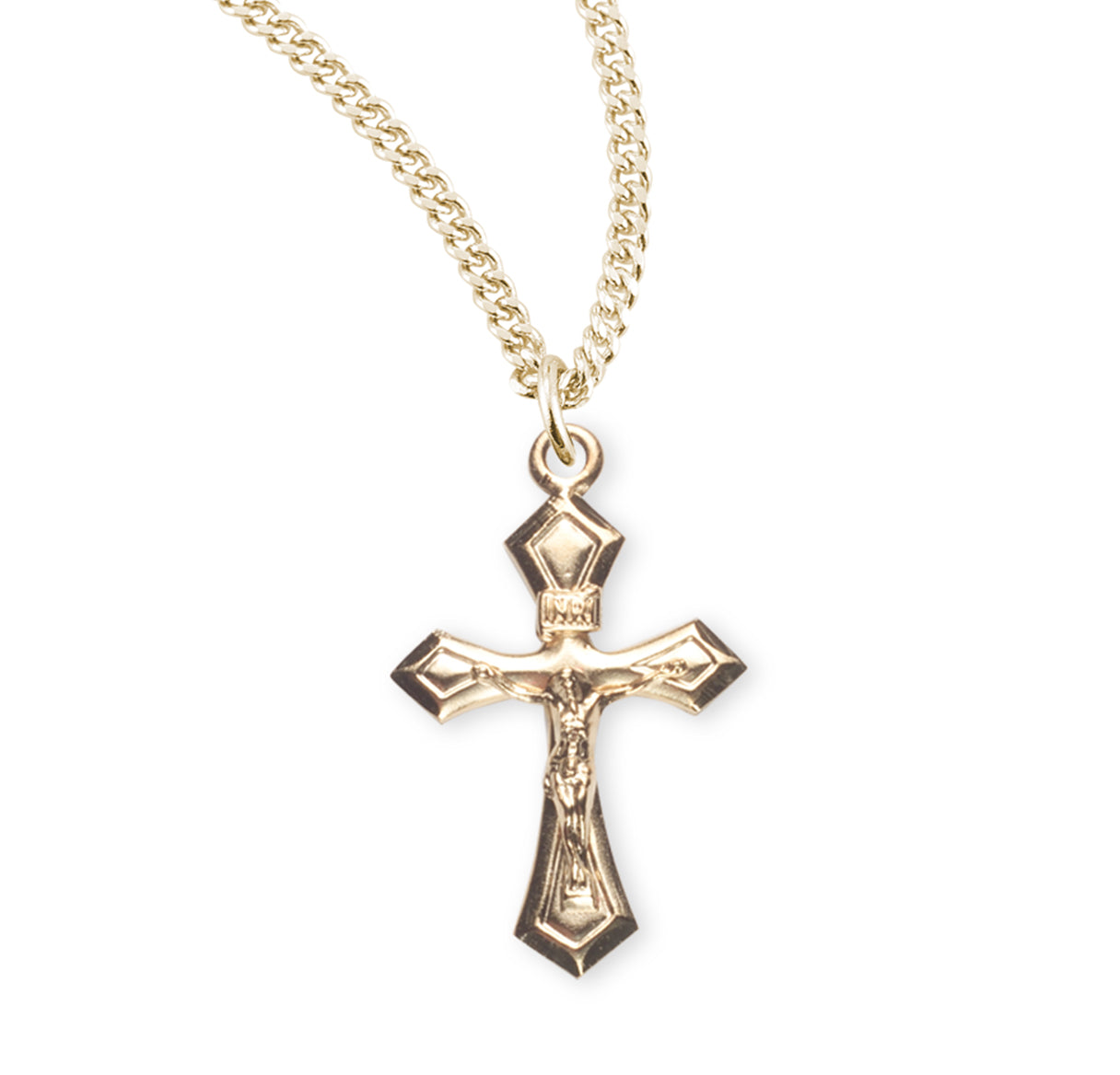 Pointed Tapered Gold Over Sterling Silver Crucifix