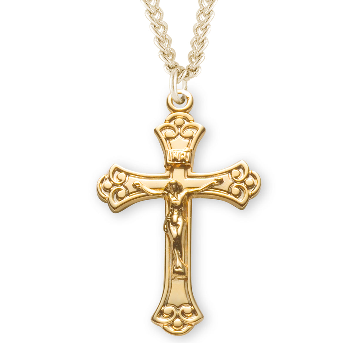 Swirled Gold Over Sterling Silver Crucifix