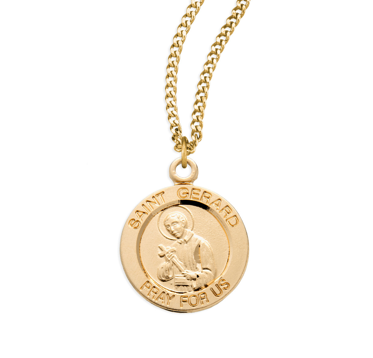 Patron Saint Gerard Round Gold Over Sterling Silver Medal